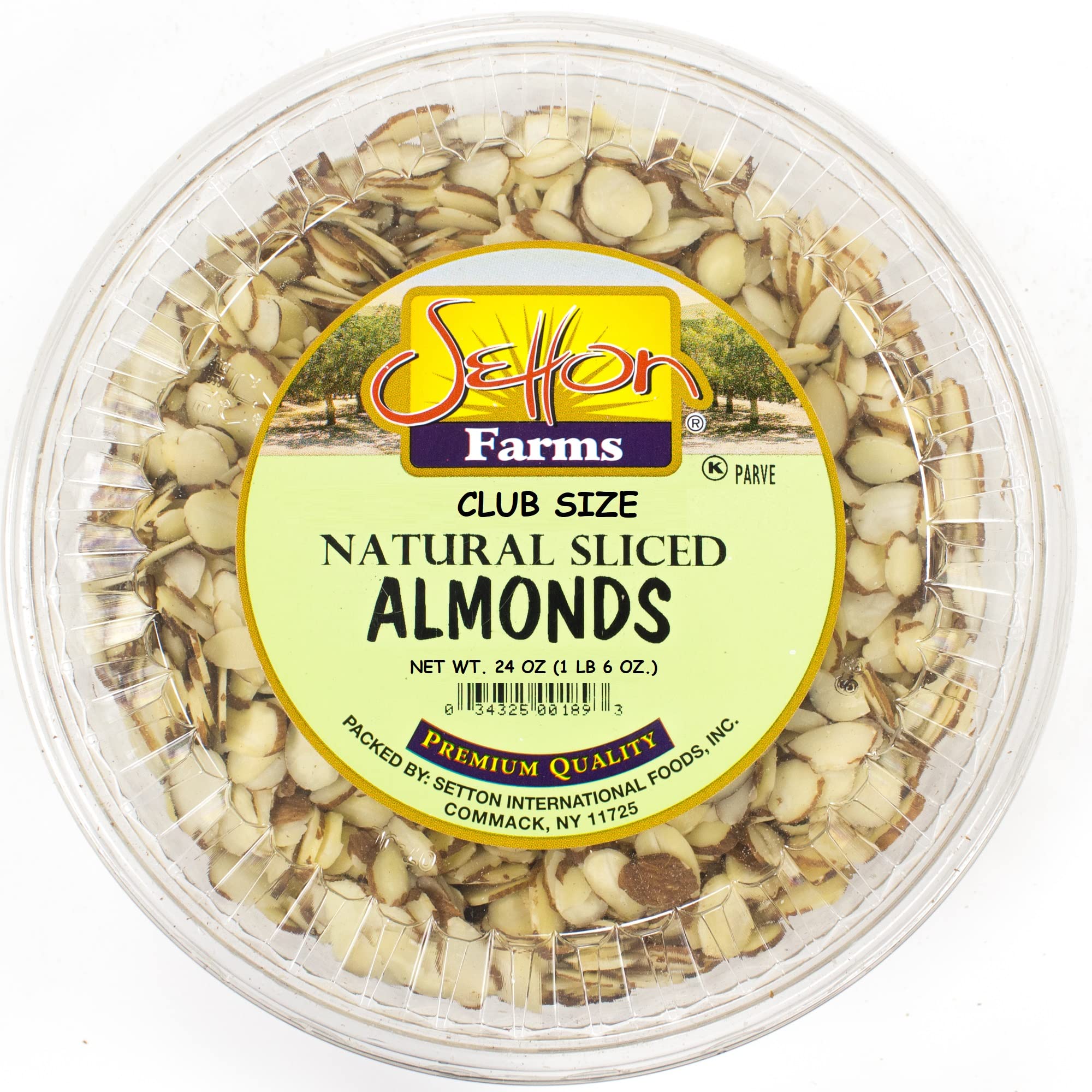 Setton Farms Almonds Sliced packaging closeup shows a resealable bag for freshness.