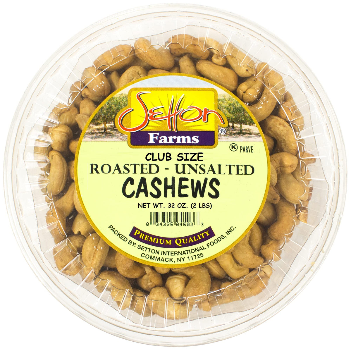 Setton Farms roasted unsalted cashews in a bulk 32 oz bag for easy snacking