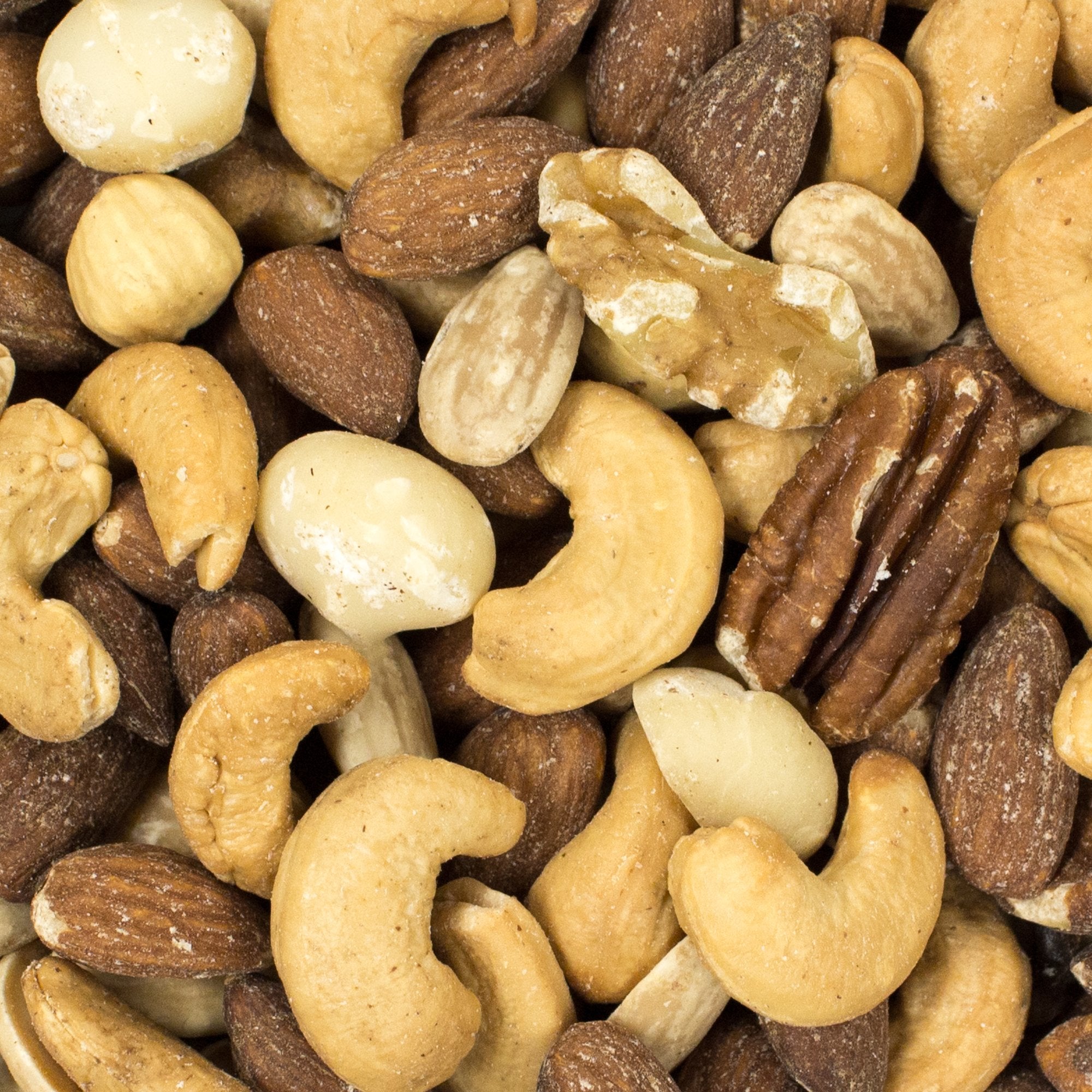 Setton Farms Fancy Deluxe Mixed Nuts close-up shows diverse nut pieces for trail mixes and entertaining.