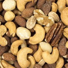 Setton Farms Fancy Deluxe Mixed Nuts close-up shows diverse nut pieces for trail mixes and entertaining.