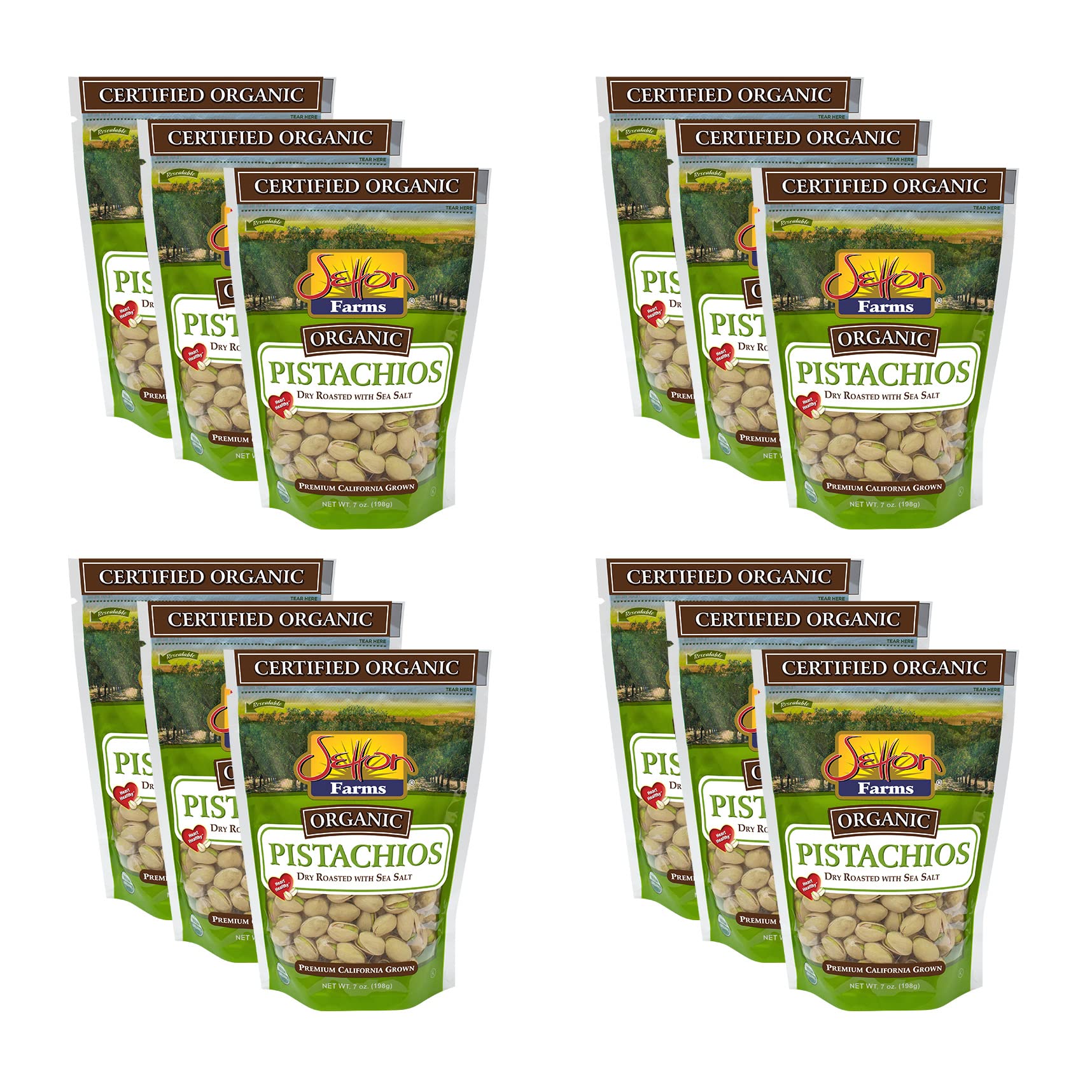 Setton Farms inshell organic pistachios in a sealed bag, ideal for on-the-go snacking.