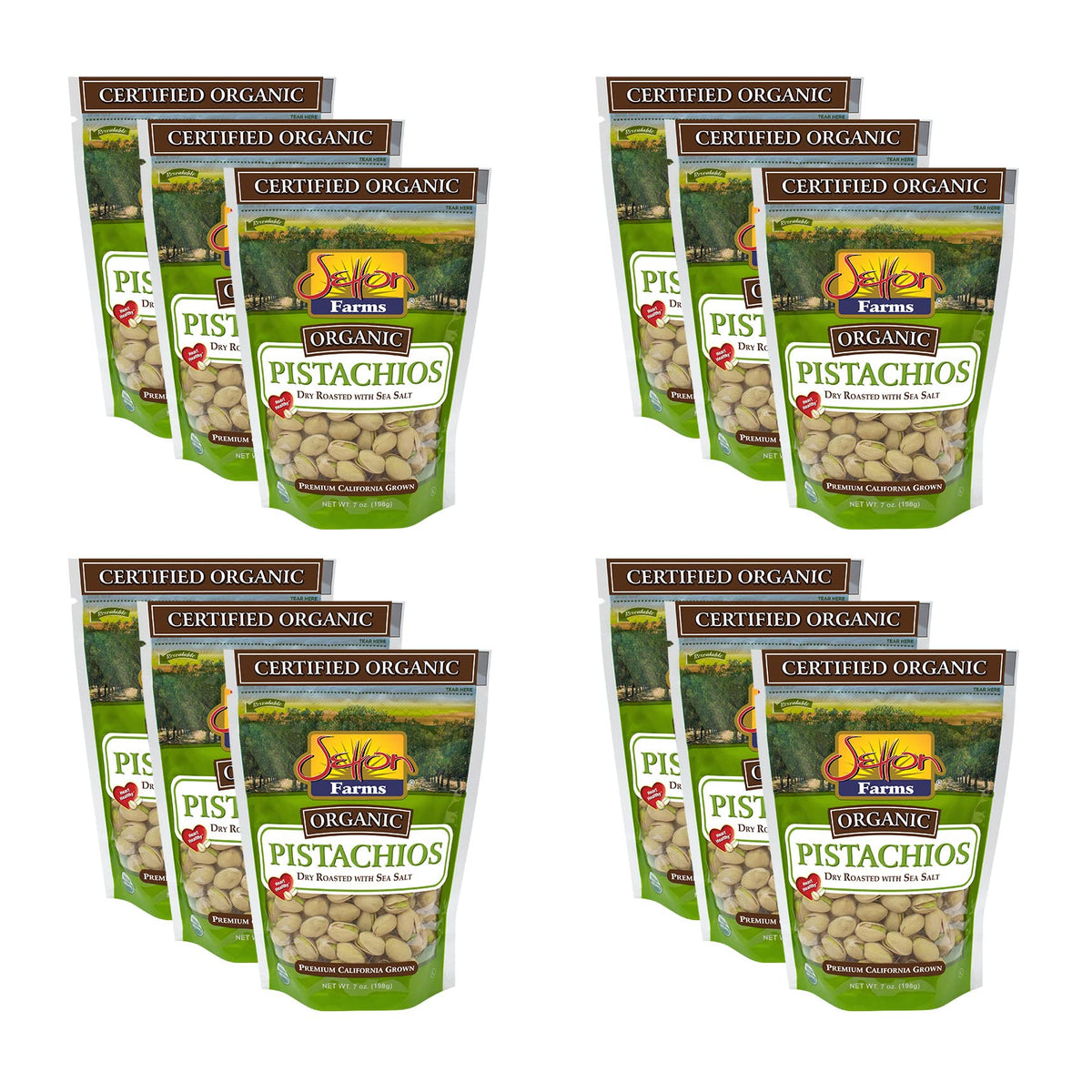 Setton Farms inshell organic pistachios in a sealed bag, ideal for on-the-go snacking.