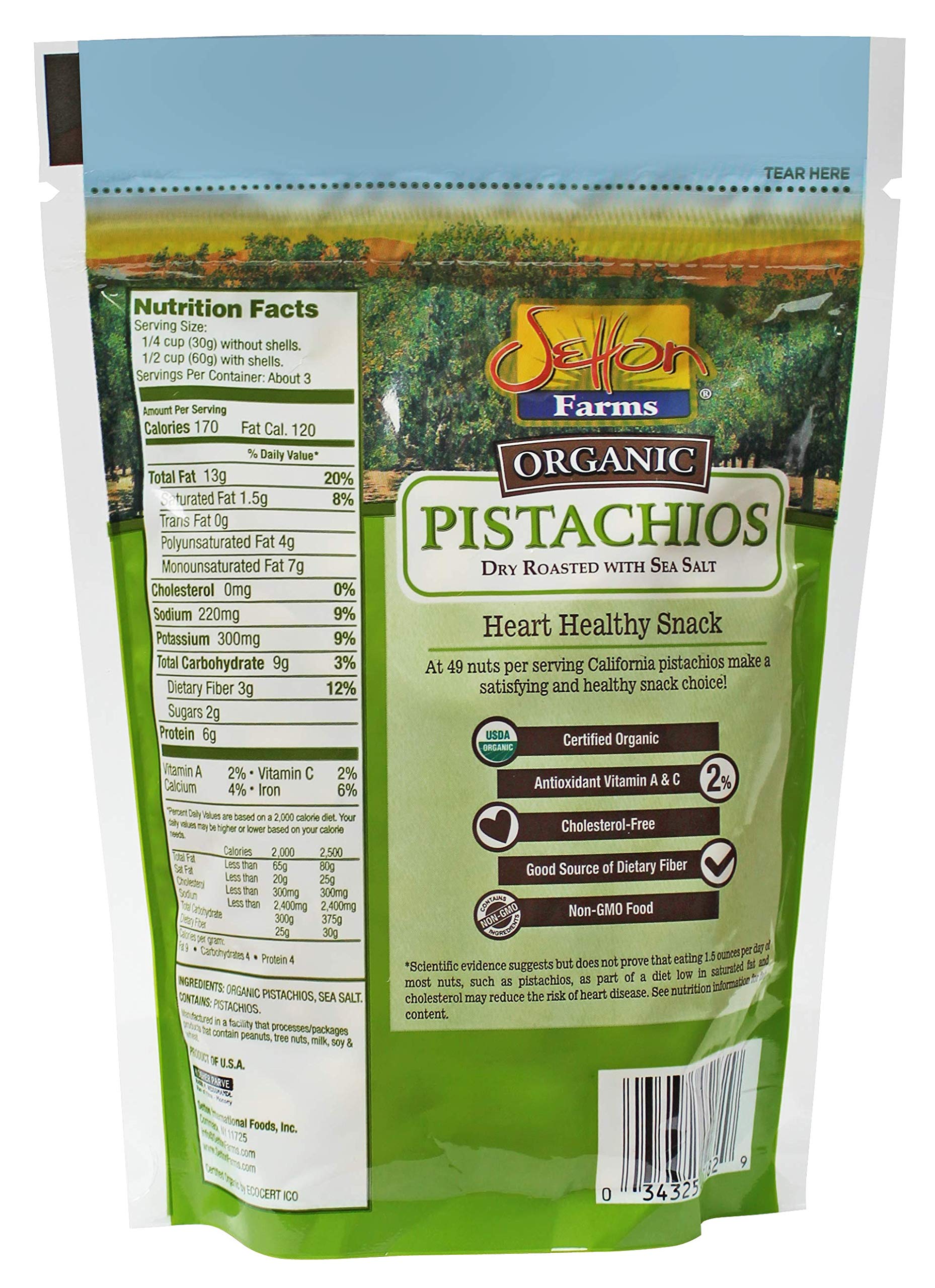 Open bag of Setton Farms dry roasted pistachios with sea salt for quick energy.