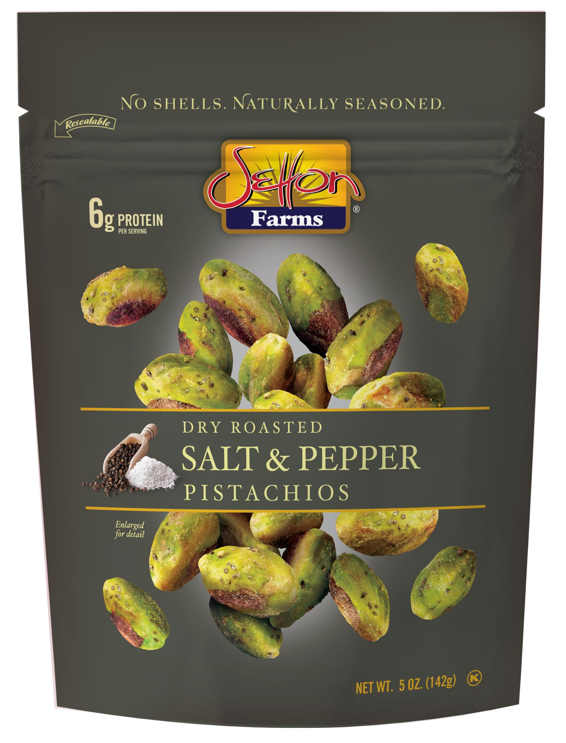 Setton Farms naturally seasoned pistachio kernels with salt and pepper, no shell