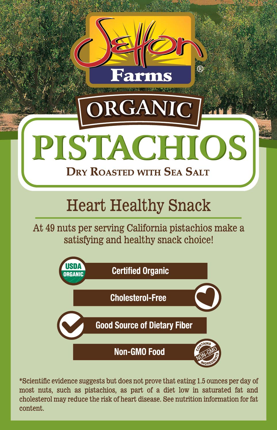 Setton Farms Organic Pistachios in hand, perfect for portion control.
