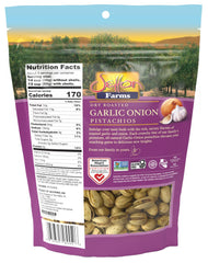 Close-up of garlic onion-seasoned pistachios in-shell from Setton Farms for rich flavor and crunch