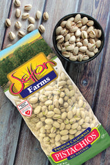 Nutrition label for Setton Farms pistachios shows vegan and kosher certifications.