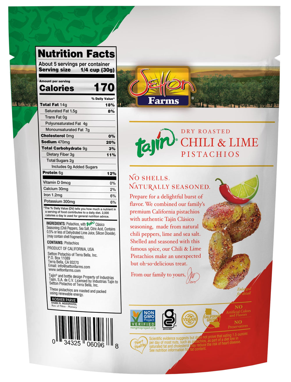 Setton Farms pistachios with Tajín Clasico chili lime for tangy crunch in salads.