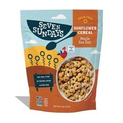 Seven Sundays Maple Sea Salt Cereal bag, gluten-free and vegan ingredients.