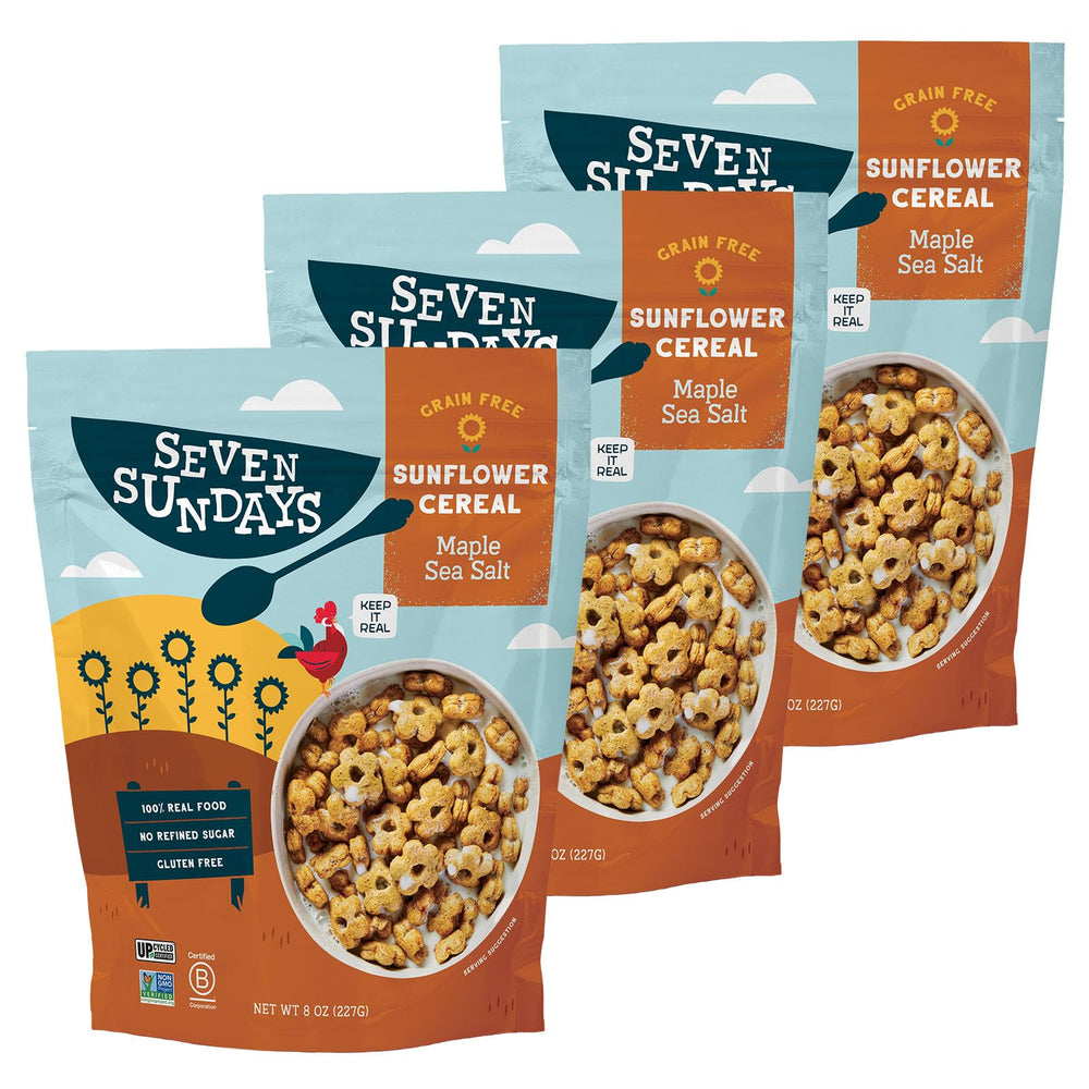 Seven Sundays Maple Sea Salt Sunflower Cereal bowl with crunchy texture and protein