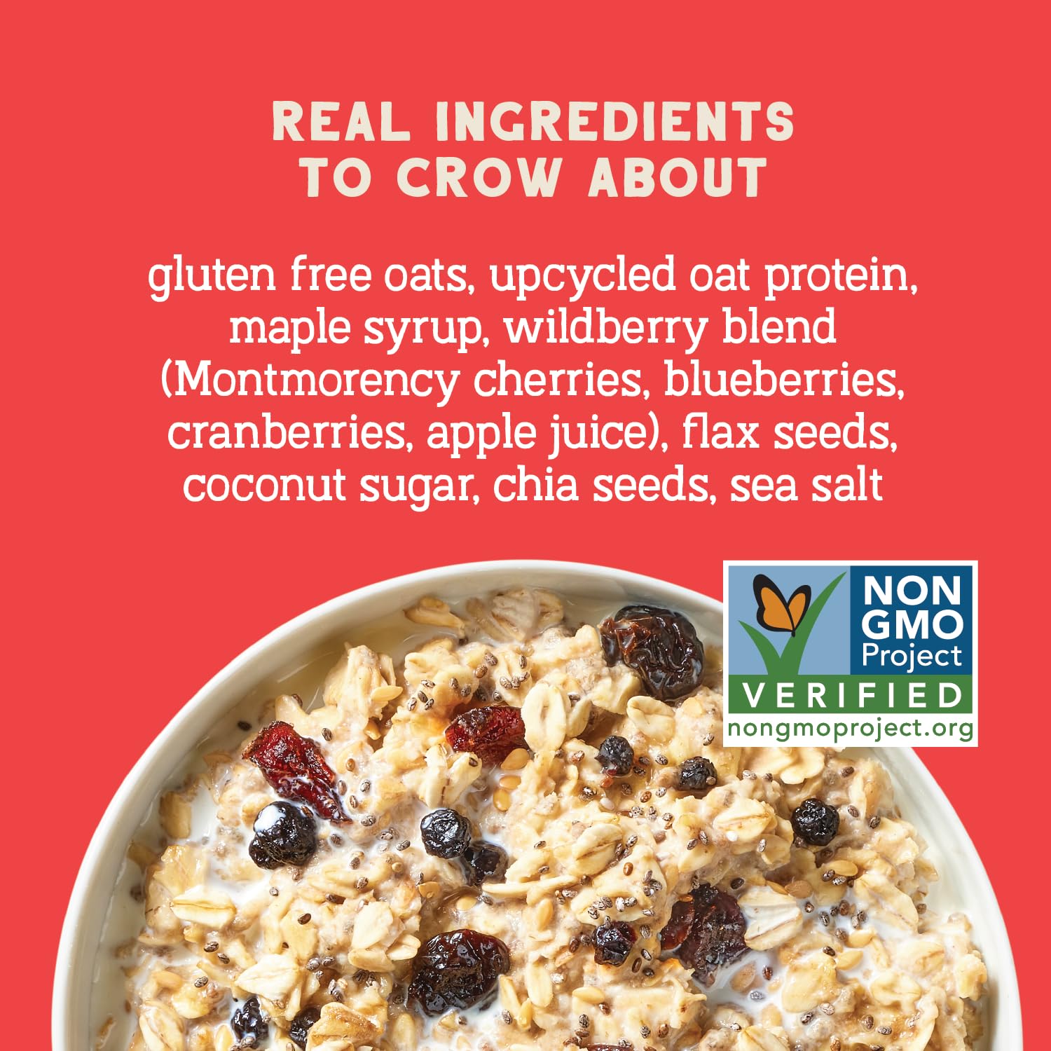 Seven Sundays Protein Oats Wildberry packaging highlighting gluten-free oats