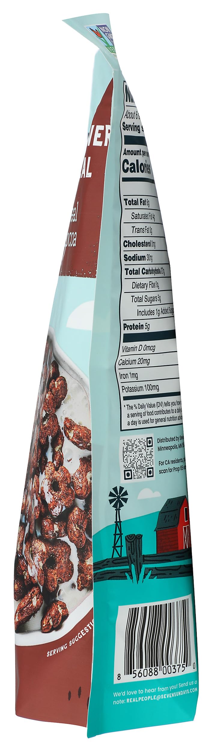 Seven Sundays Real Cocoa Sunflower Cereal features upcycled sunflower protein for plant-powered nutrition.