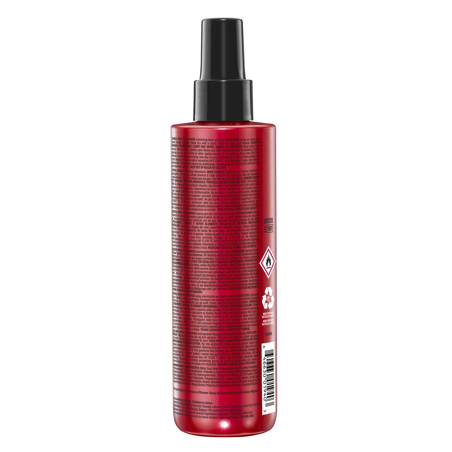 SexyHair Big High Standards spray application showing even mist for shine.