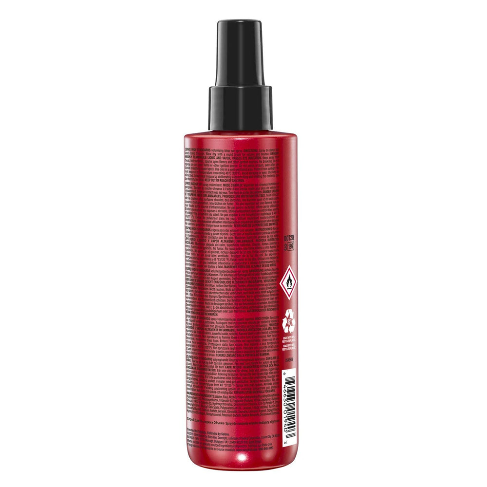 SexyHair Big High Standards spray application showing even mist for shine.