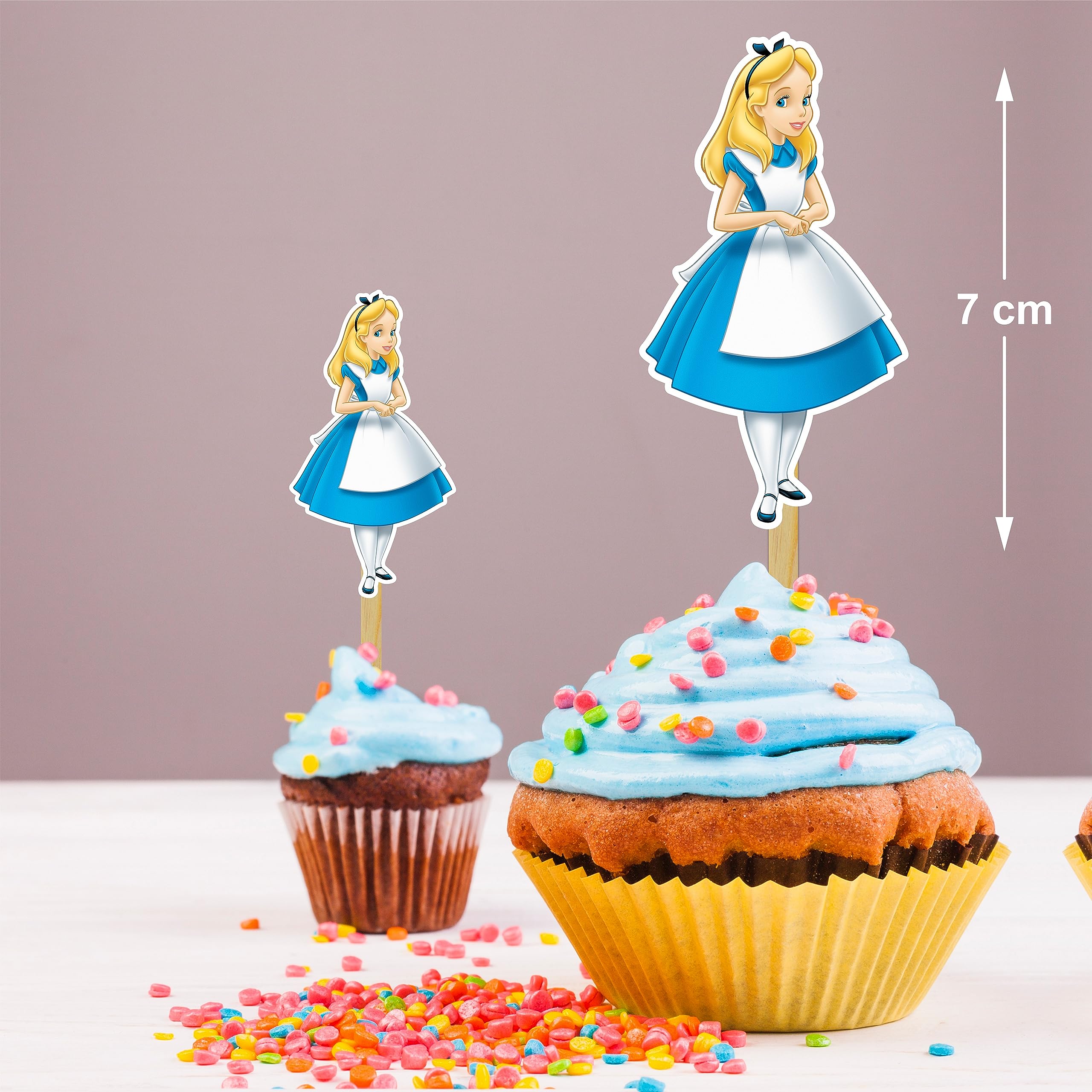 Seyal Alice in Wondrland clocks cupcake topper enhances themed party visuals.