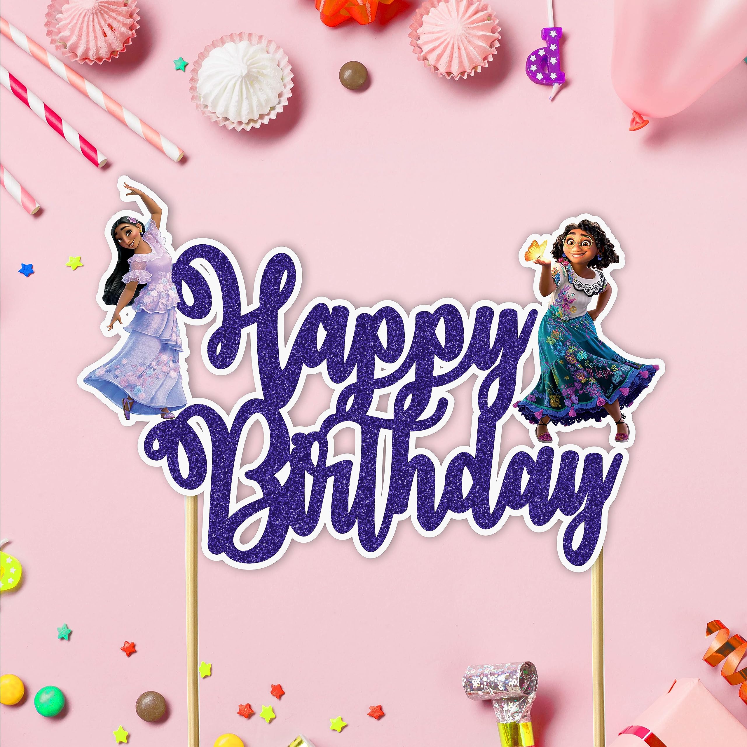 Seyal Encato cartoon-characters cake topper creates a playful centerpiece for celebrations