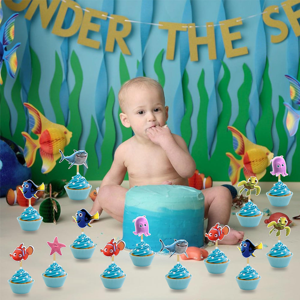 Findng Nmo characters topper on cake for festive sea theme