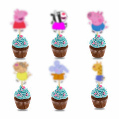 Seyal Pepa Pig cupcake topper Pepa figure for themed birthday cupcakes