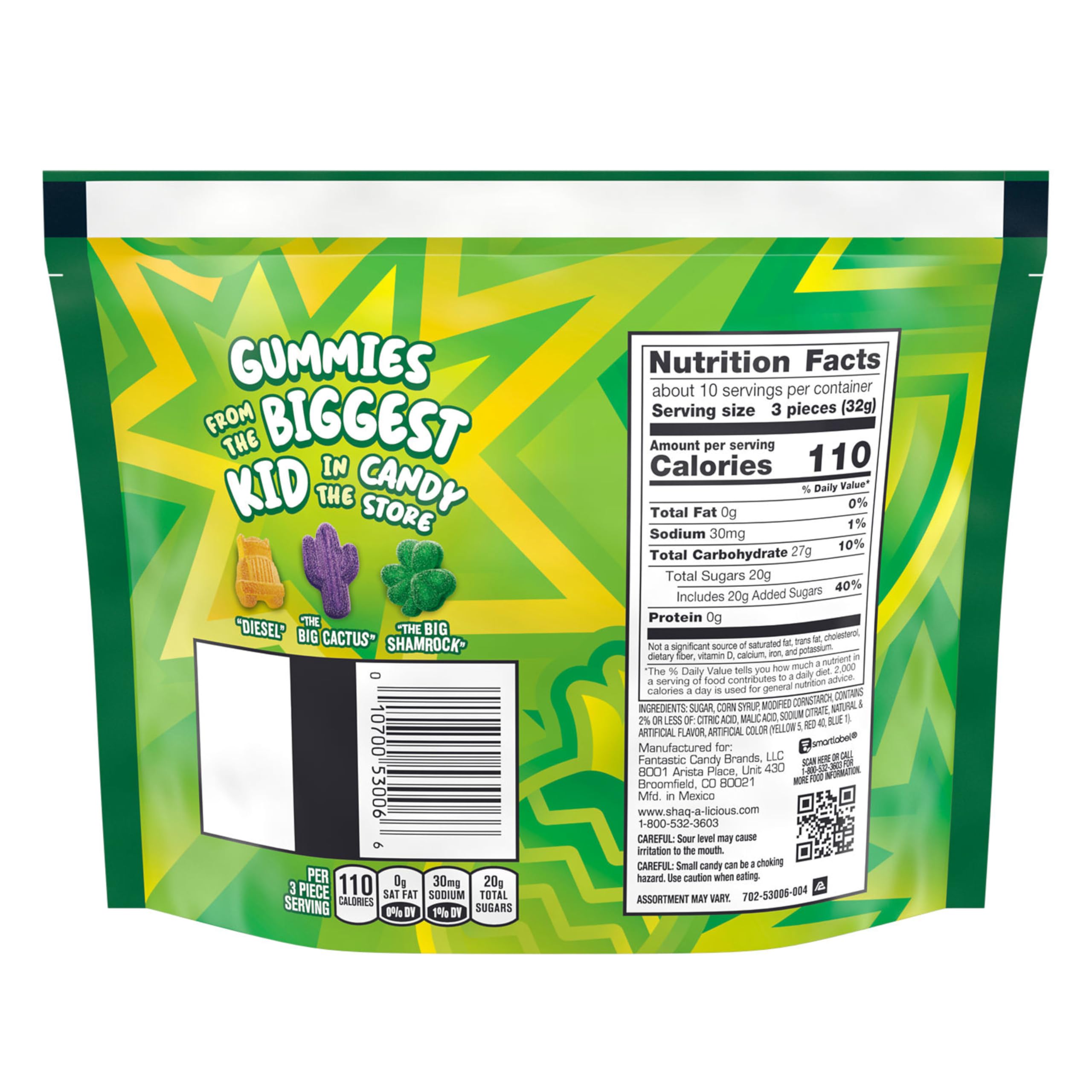 SHAQ-A-LICIOUS XL Gummies green watermelon flavor for refreshing snacking