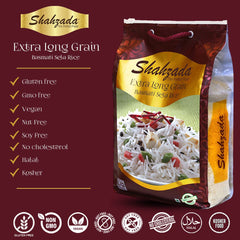 Shahzada Basmati Sela Rice non-sticky texture close-up after cooking.