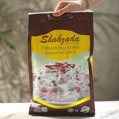 Shahzada Basmati Sela Rice raw extra-long grains ready to rinse and cook.