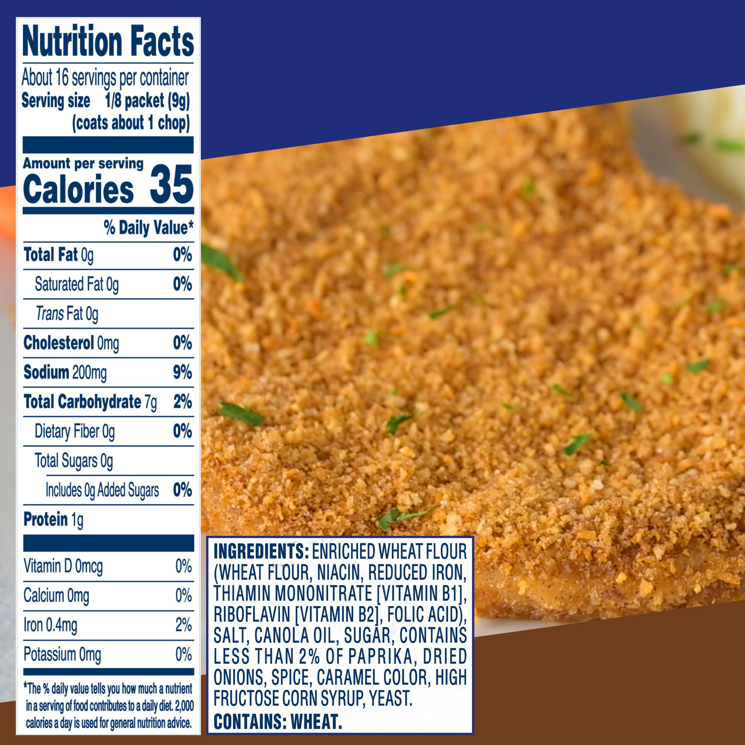 SHAKE'N BAKE Original Pork coating being poured from a pouch to coat meat for flavor.