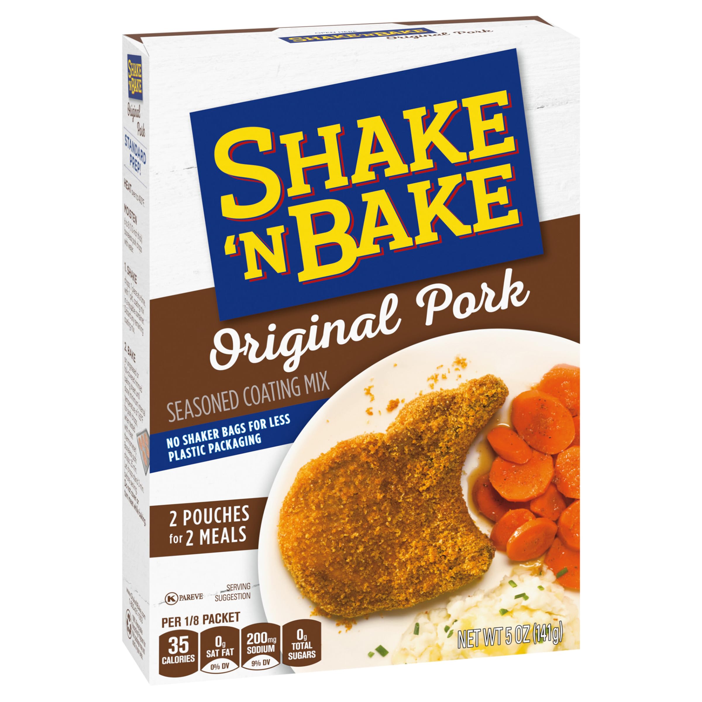 SHAKE'N BAKE Ready-to-cook pork dish with a savory crust plated.