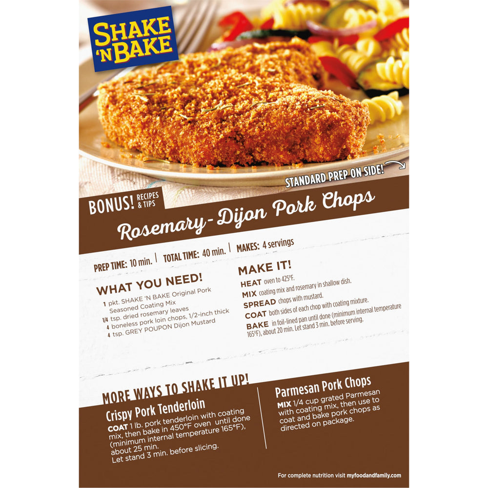 SHAKE'N BAKE Two meals from one pack shown on kitchen counter.