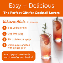 Hibiscus cocktail in a glass with ice and vibrant color