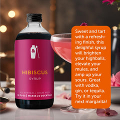 Pouring hibiscus syrup into a glass to brighten mocktails