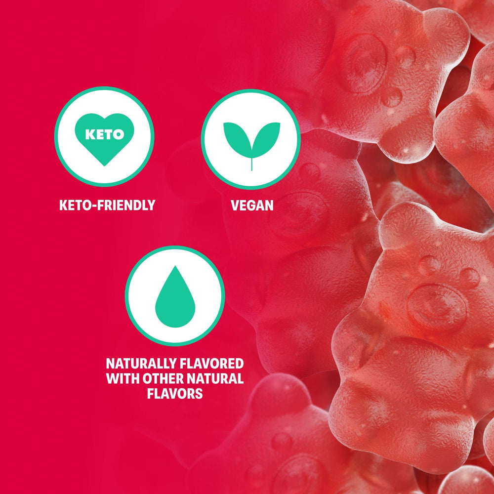 Gluten-free vegan badge on Beary Cherry Gummies packaging