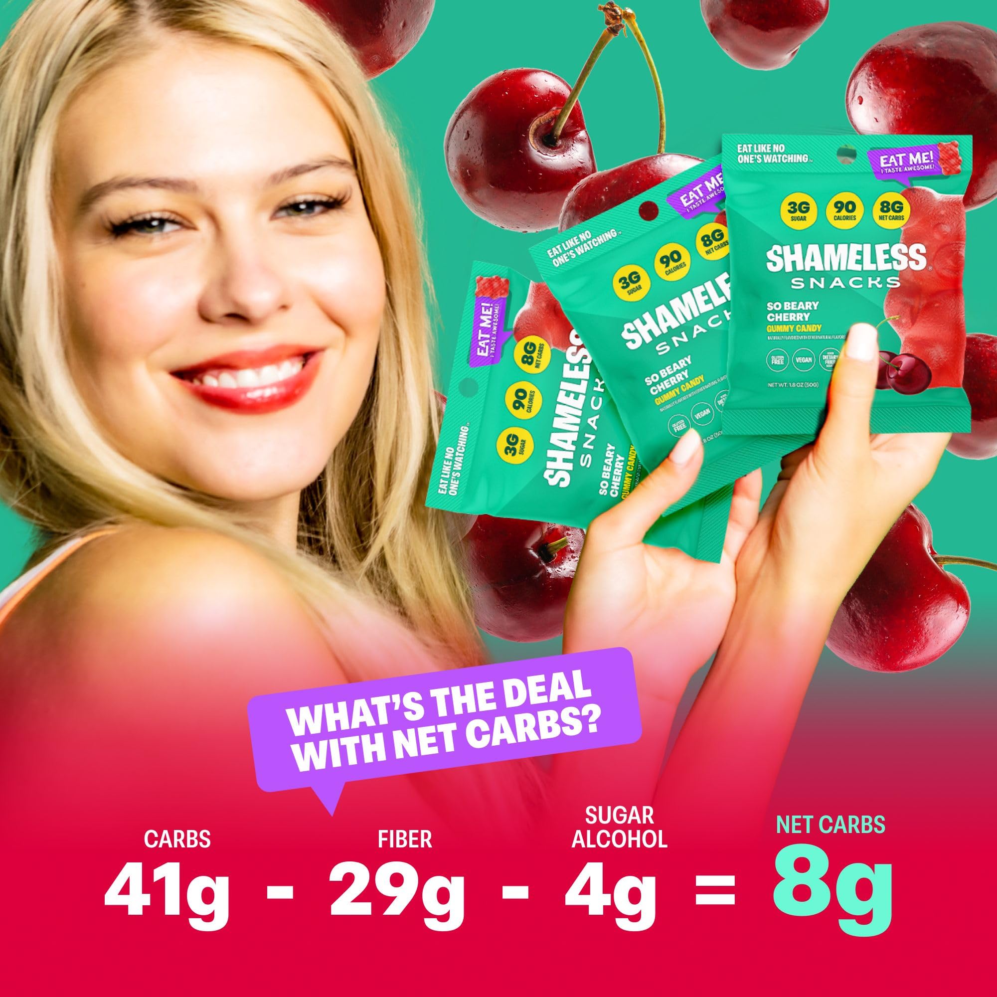 Lifestyle shot with gummies and gym bag for on-the-go snacking