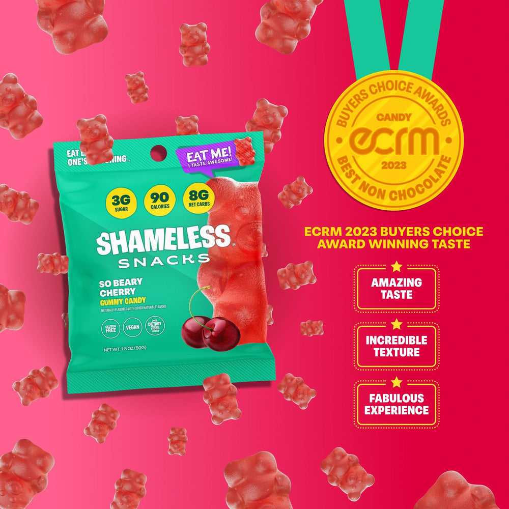 Gummies in serving bag on desk for quick keto-friendly snack
