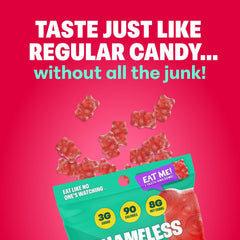Six-pack Shameless Beary Cherry Gummies box emphasizing convenient snacking