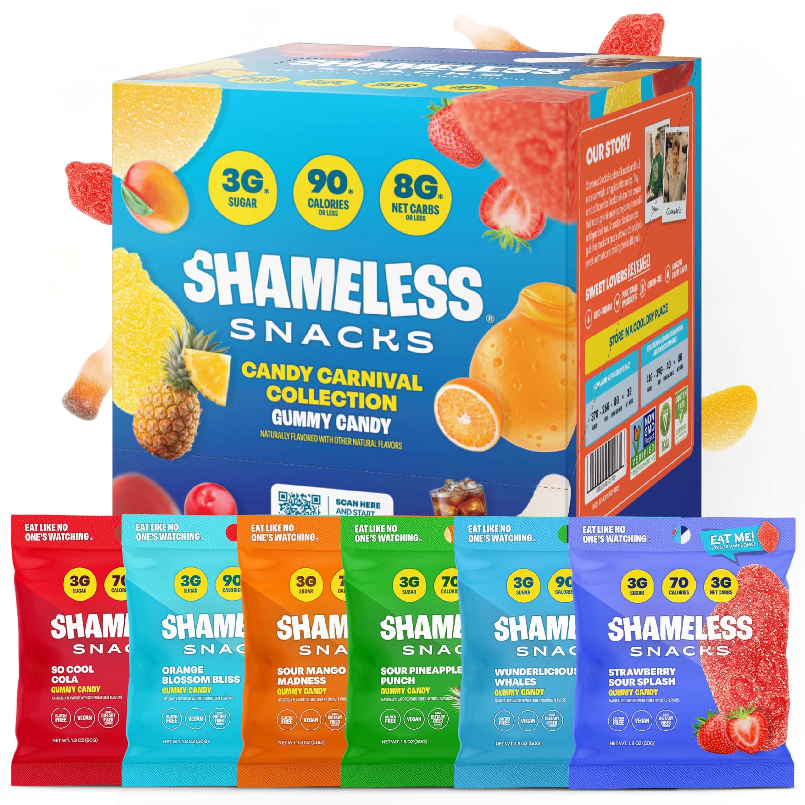 Shameless Snacks Candy Carnival pineapple gummies for tropical flavor on the go