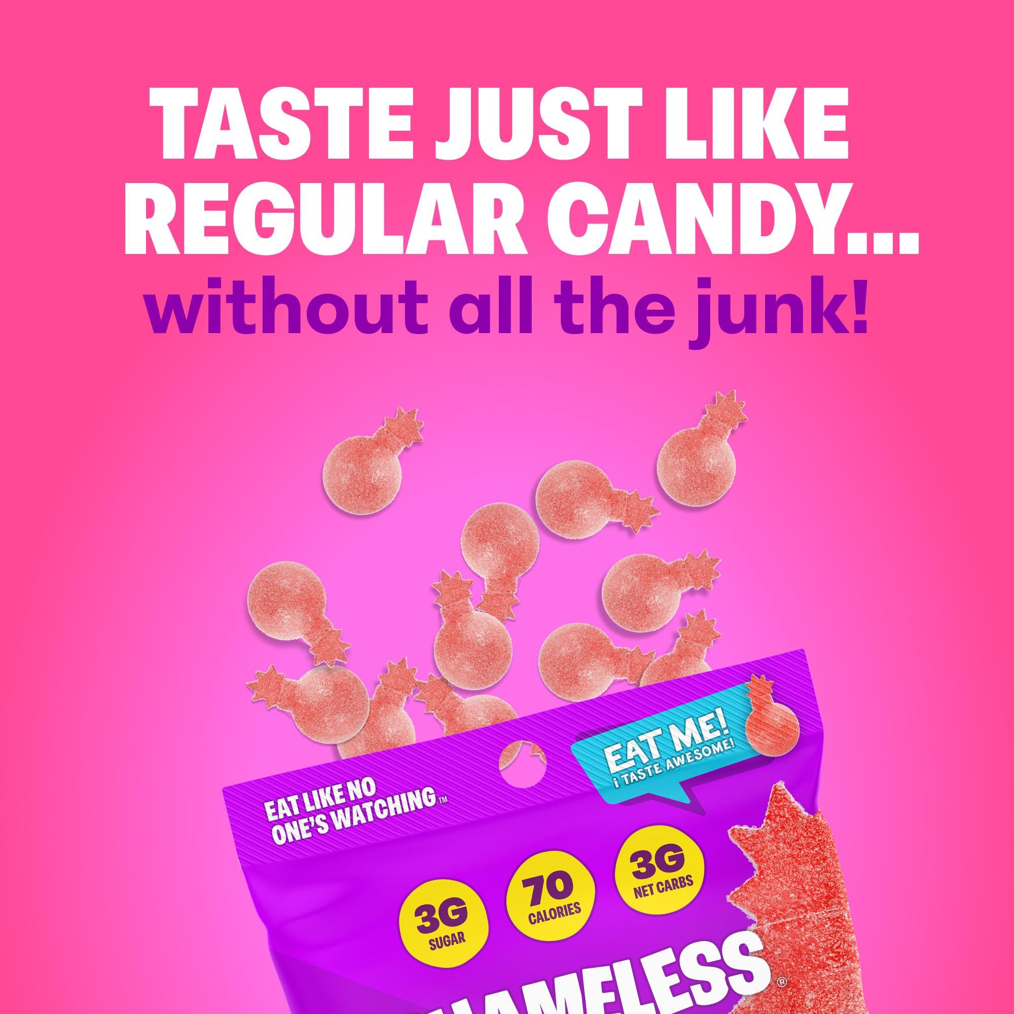 Six-pack box of Shameless Snacks Sour Cherry Bomb for convenient on-the-go snacking.