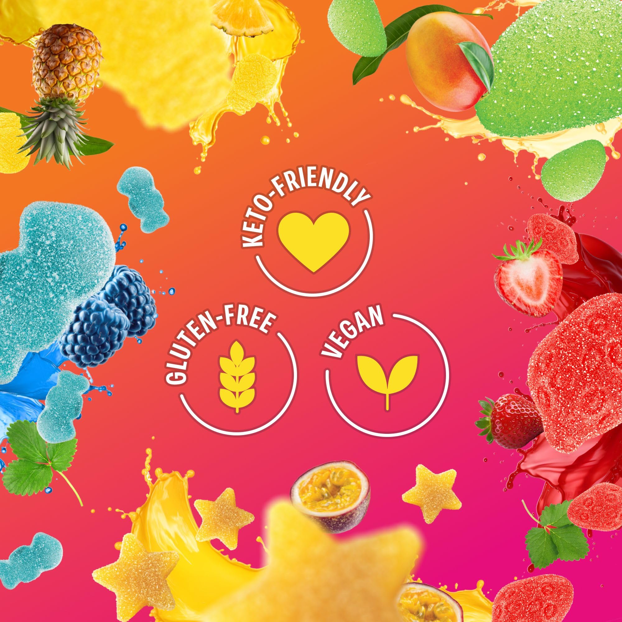 Shameless Snacks Tropical Paradise Gummy nutrition panel emphasized for keto-friendly snack