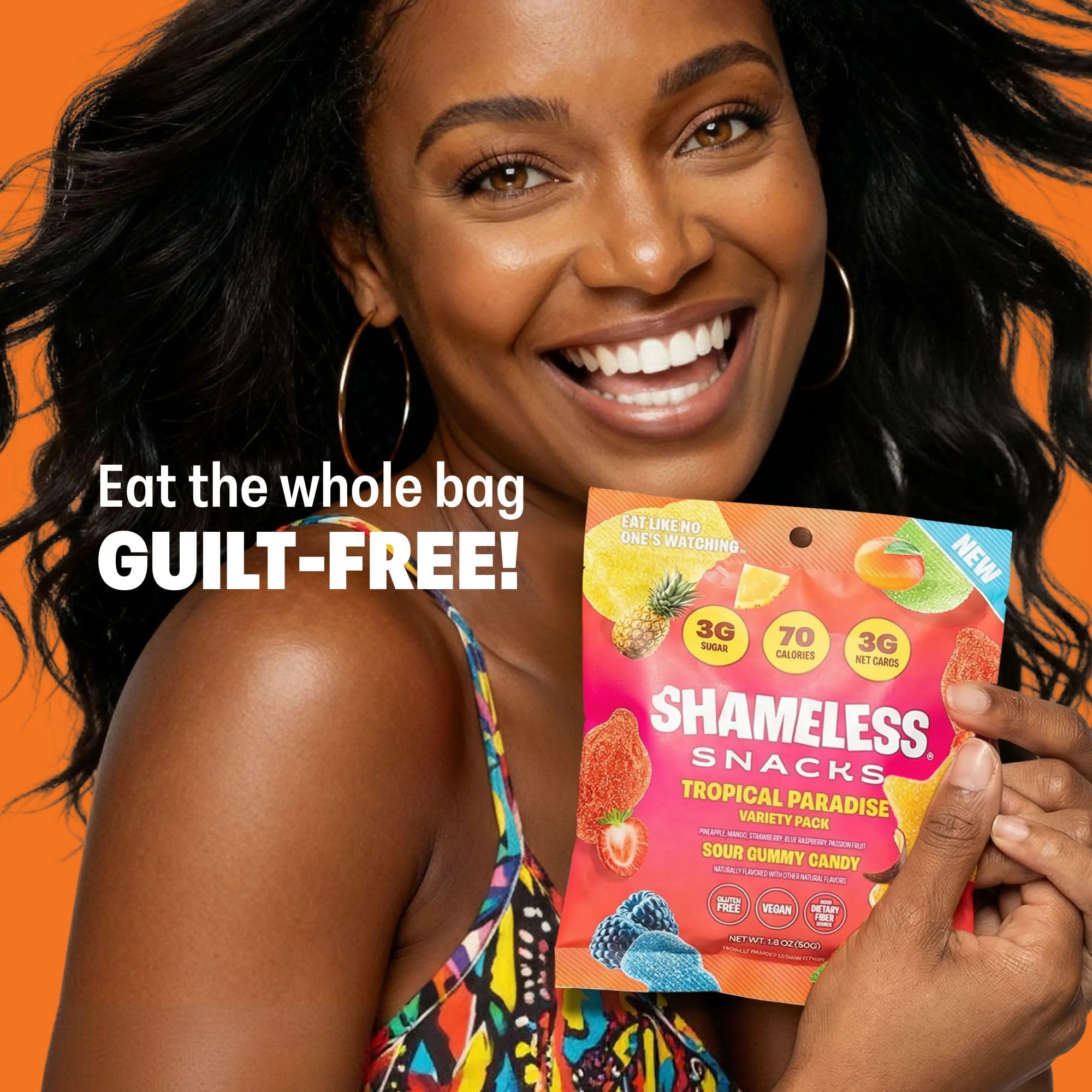 Shameless Snacks Tropical Paradise Gummy travel-ready pack for commute