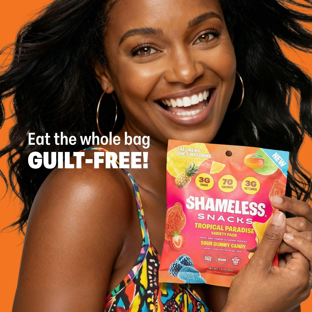 Shameless Snacks Tropical Paradise Gummy travel-ready pack for commute