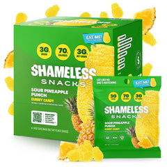 Shameless Sour Pineapple Punch bag on-the-go snack with tangy pineapple flavor