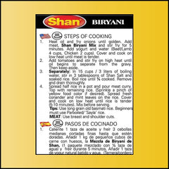 Shan Biryani Masala pack of three sachets enables quick, flavorful meal prep.