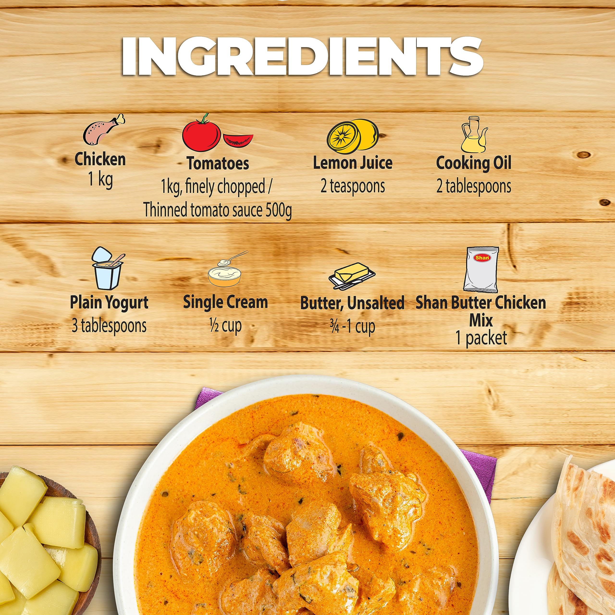 Close-up of Shan Butter Chicken masala ingredients and spices
