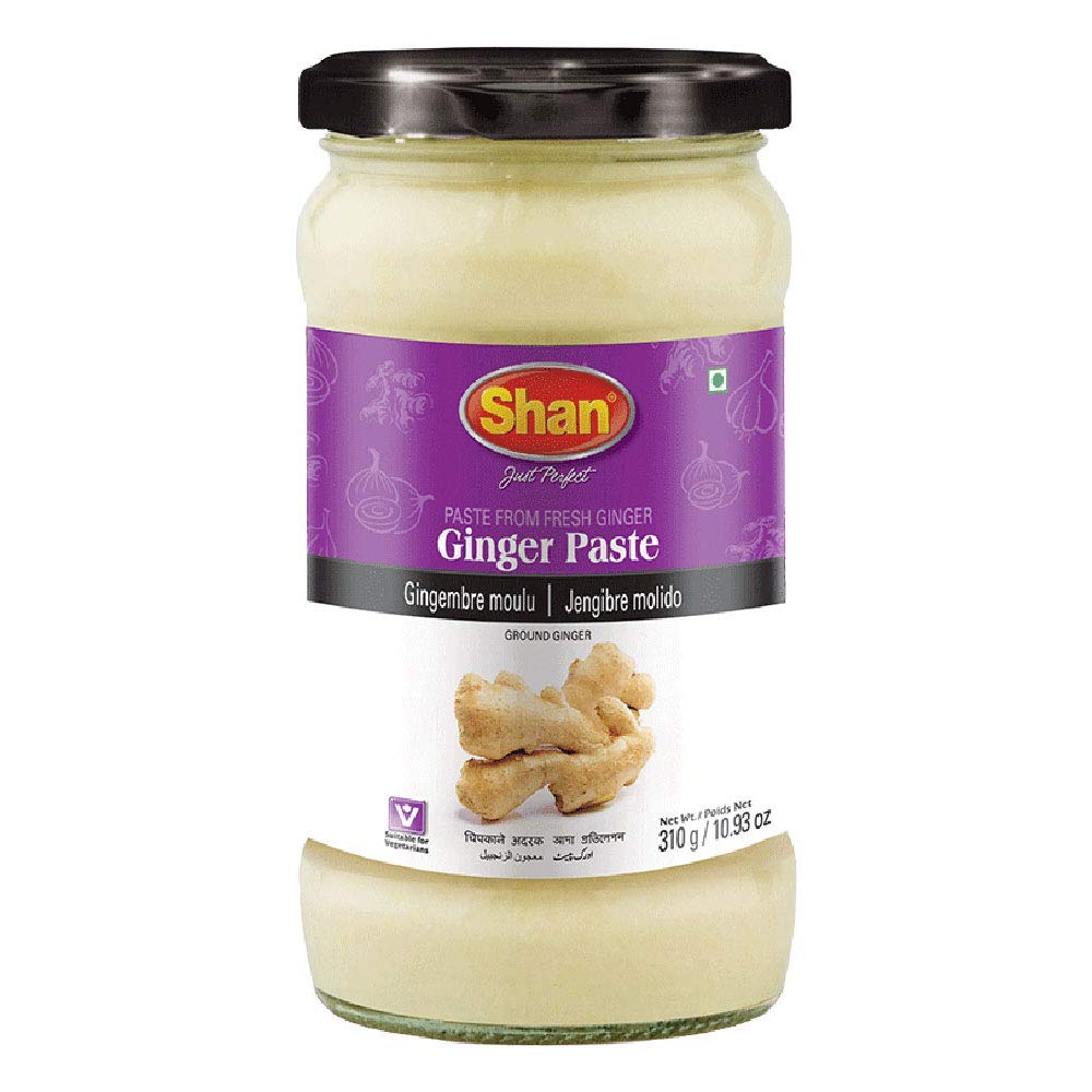 Shan Ginger Paste in glass jar for easy flavor base in home cooking.