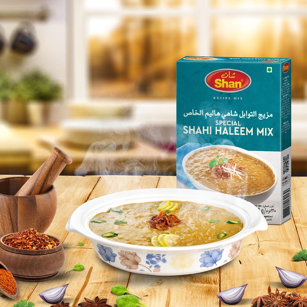 Shan Shahi Haleem ingredient bag highlights authentic aroma