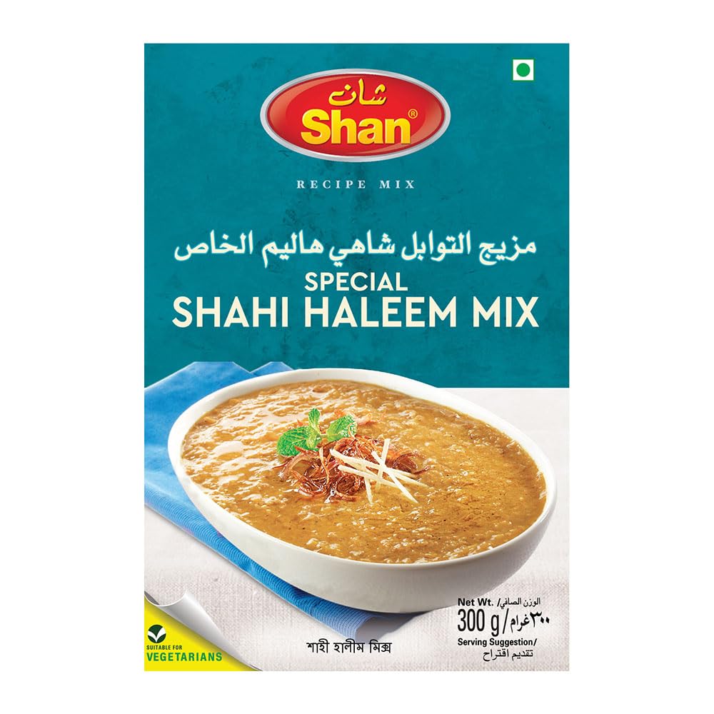 Shan Shahi Haleem recipe box showing complete ingredients for quick curry