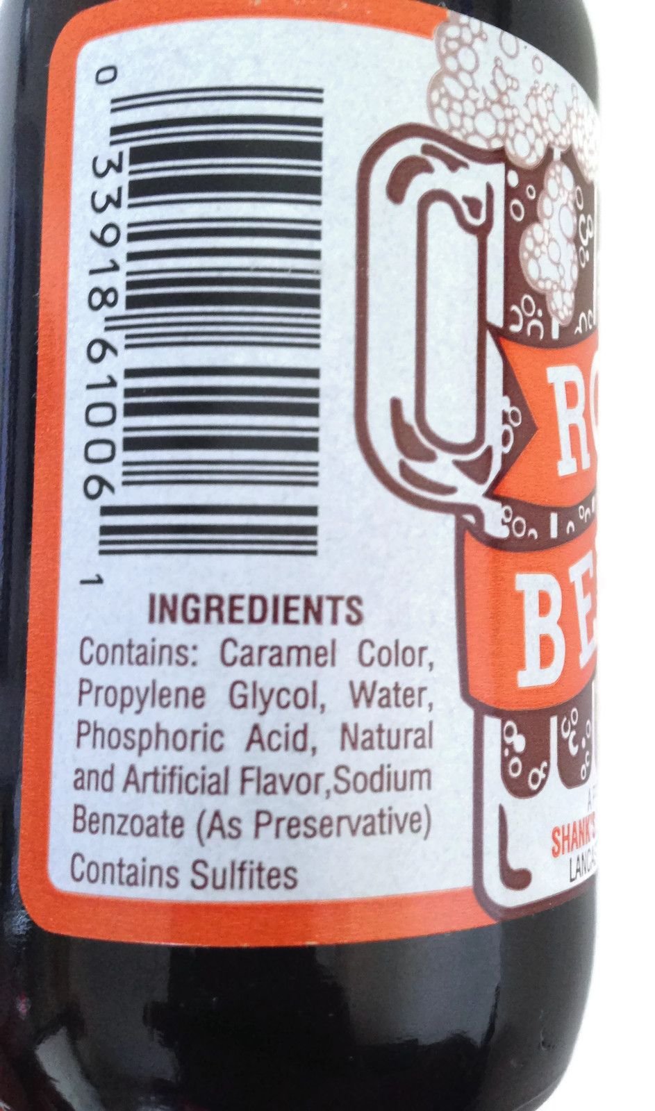 Shank's Root Beer Extract label, real flavors for desserts and sauces.