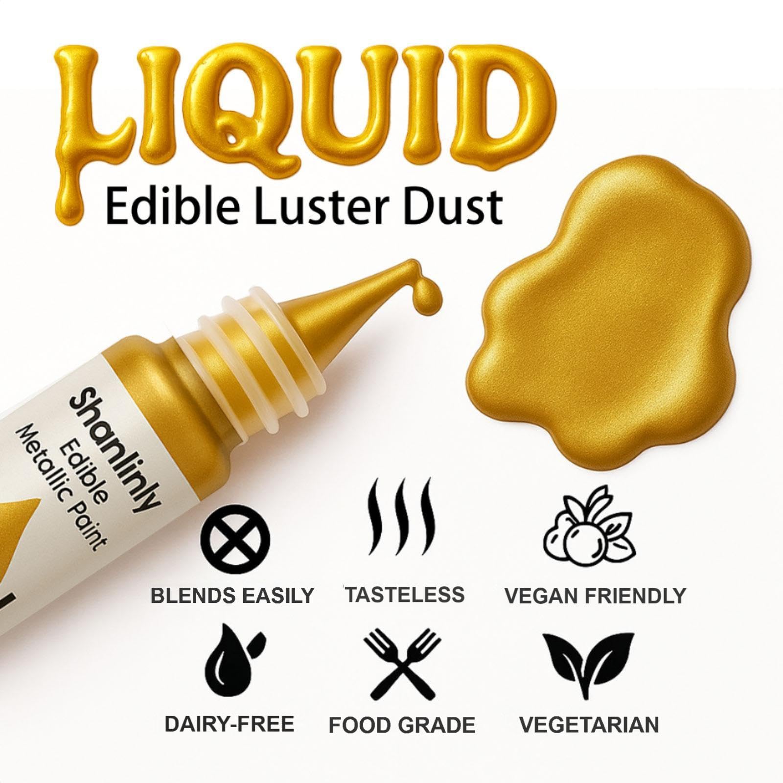Shanlinly gold paint application brush demonstrates smooth cake detailing.