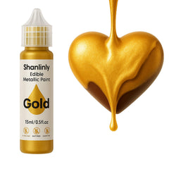 Shanlinly edible gold paint bottle adds premium gold sheen to desserts.