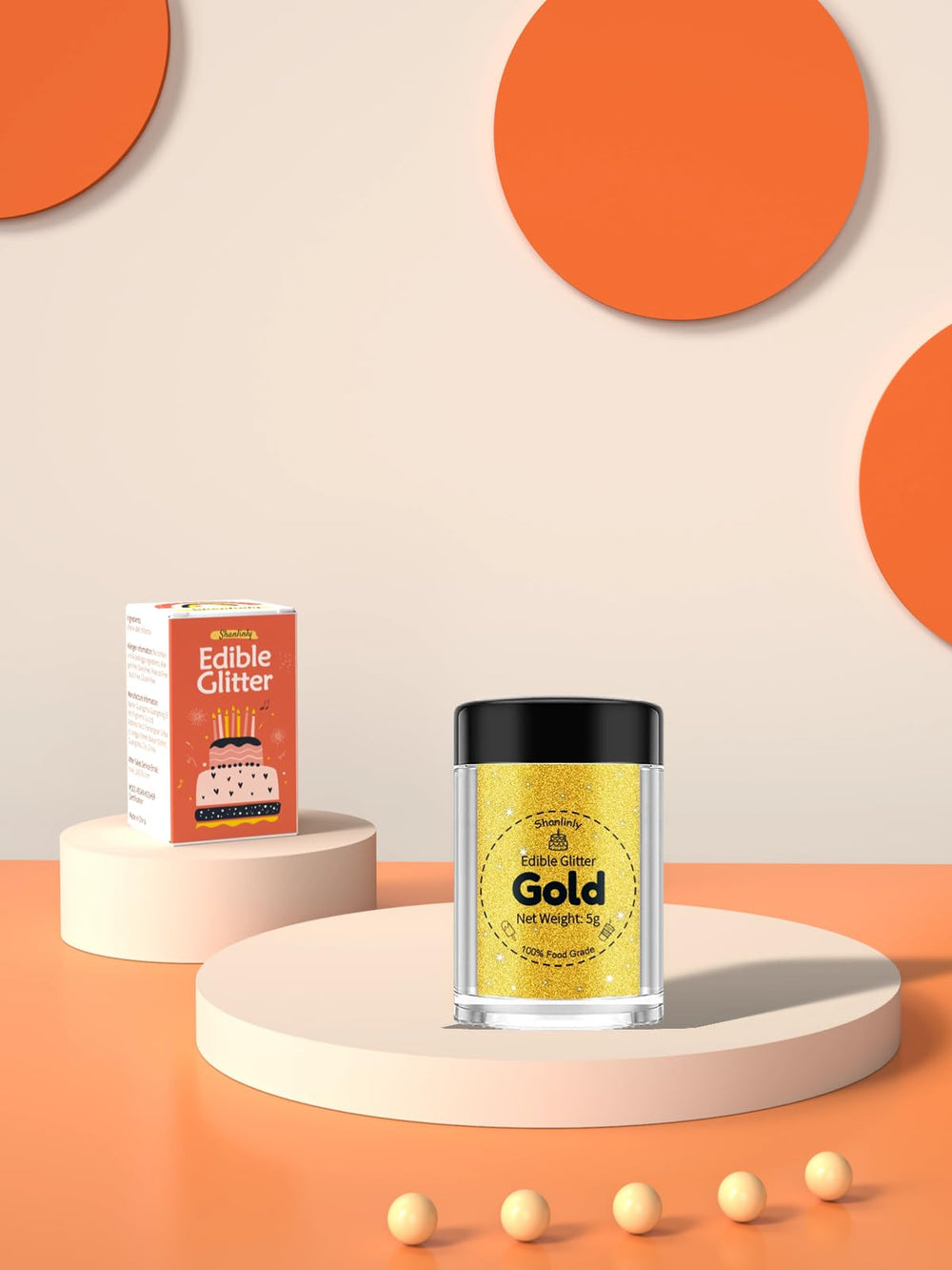 Shanlinly Gold Edible Glitter cocktail sparkle elevates drinks with festive shimmer.