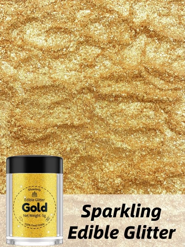 Shanlinly Gold Edible Glitter sprinkled on desserts creates a luxurious, eye-catching sparkle.